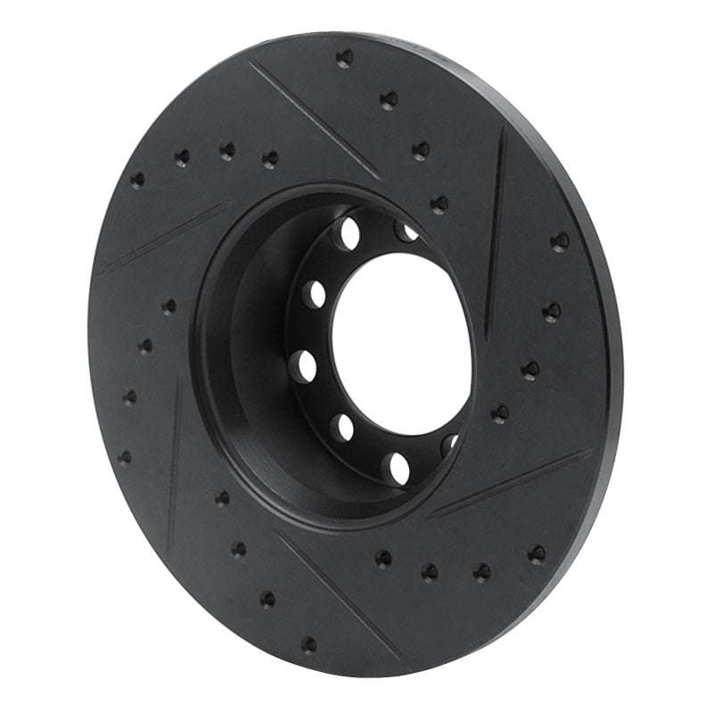 R1 68-76 Mercedes-Benz 220 Front Left Drilled & Slotted Black Brake Rotor