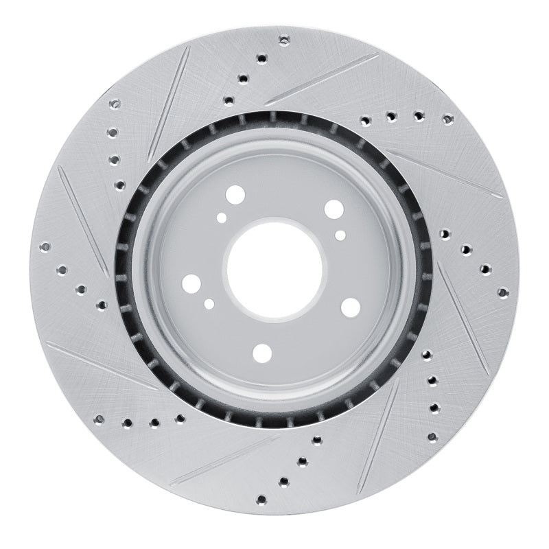 R1 2019-2025 Acura RDX Front Right Drilled & Slotted Silver Brake Rotor