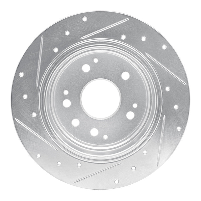 R1 01-03 Acura CL Rear Right Drilled & Slotted Silver Brake Rotor
