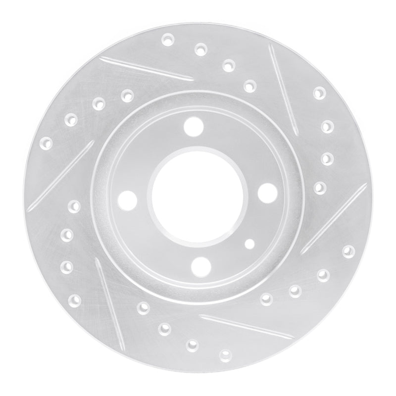 R1 80-08 Audi 4000 Front Left Drilled & Slotted Silver Brake Rotor