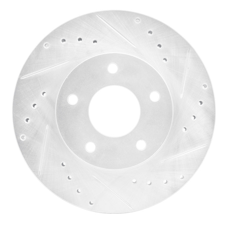 R1 99-01 Infiniti I30 Front Right Drilled & Slotted Silver Brake Rotor