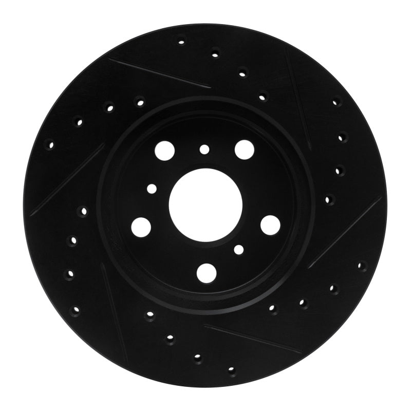 R1 88-93 Toyota Celica Front Left Drilled & Slotted Black Brake Rotor