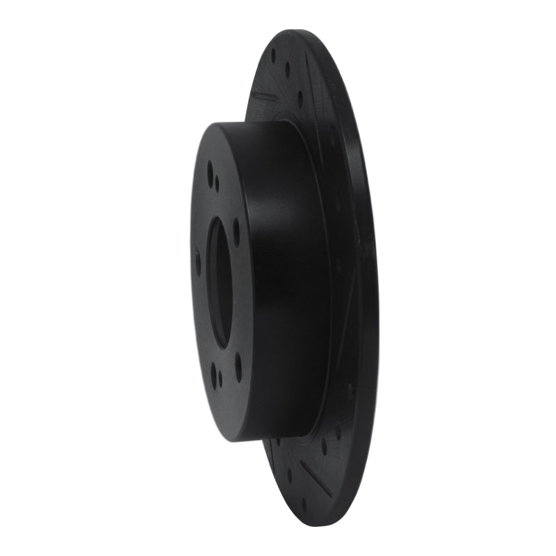 R1 94-98 Nissan 240SX Rear Right Drilled & Slotted Black Brake Rotor