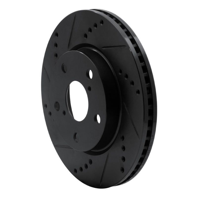 R1 06-18 Lexus HS250H Front Left Drilled & Slotted Black Brake Rotor