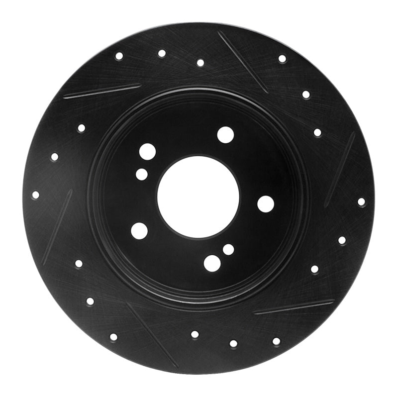 R1 87-15 Chrysler Crossfire Rear Left Drilled & Slotted Black Brake Rotor