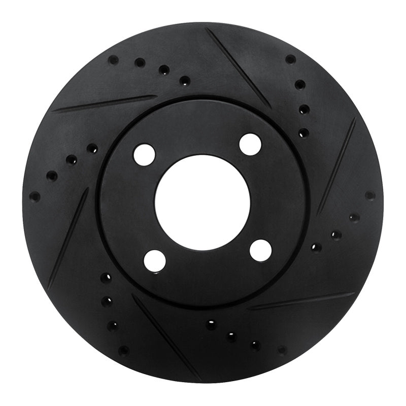 R1 90-91 Audi 90 Quattro Front Right Drilled & Slotted Black Brake Rotor