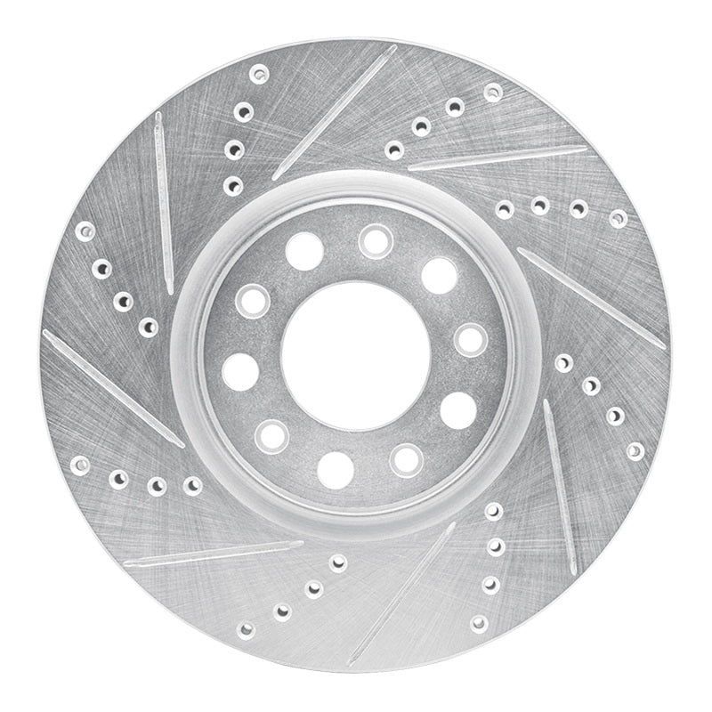 R1 13-23 Chrysler 200 Front Left Drilled & Slotted Silver Brake Rotor