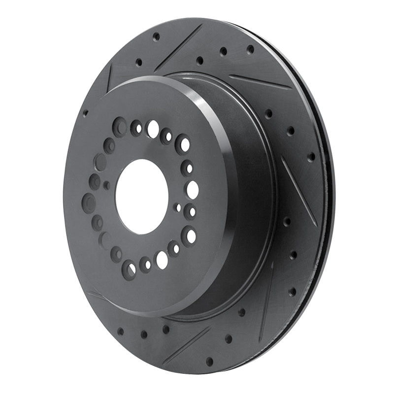 R1 92-00 Lexus LS400 Rear Left Drilled & Slotted Black Brake Rotor