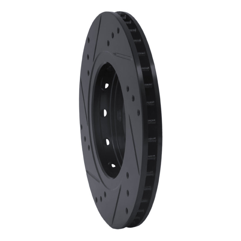 R1 00-06 Audi TT Quattro Rear Right Drilled & Slotted Black Brake Rotor