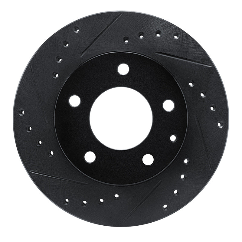 R1 93-03 Ford Probe Front Left Drilled & Slotted Black Brake Rotor