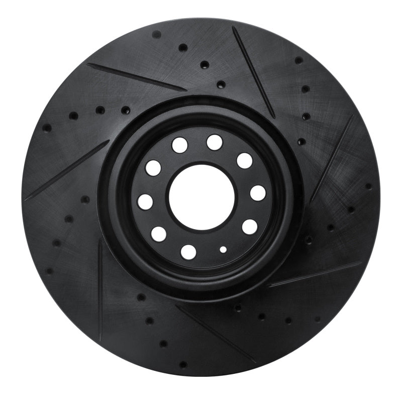 R1 18-25 Volkswagen ATLAS Front Left Drilled & Slotted Black Brake Rotor