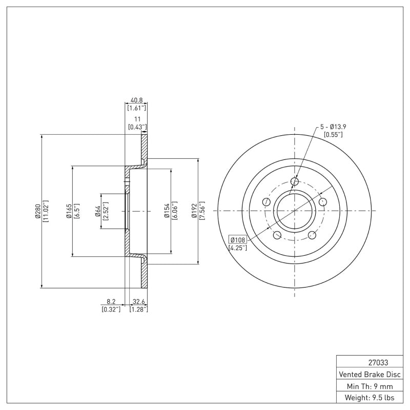 R1 04-13 Volvo C70 Rear Brake Rotor