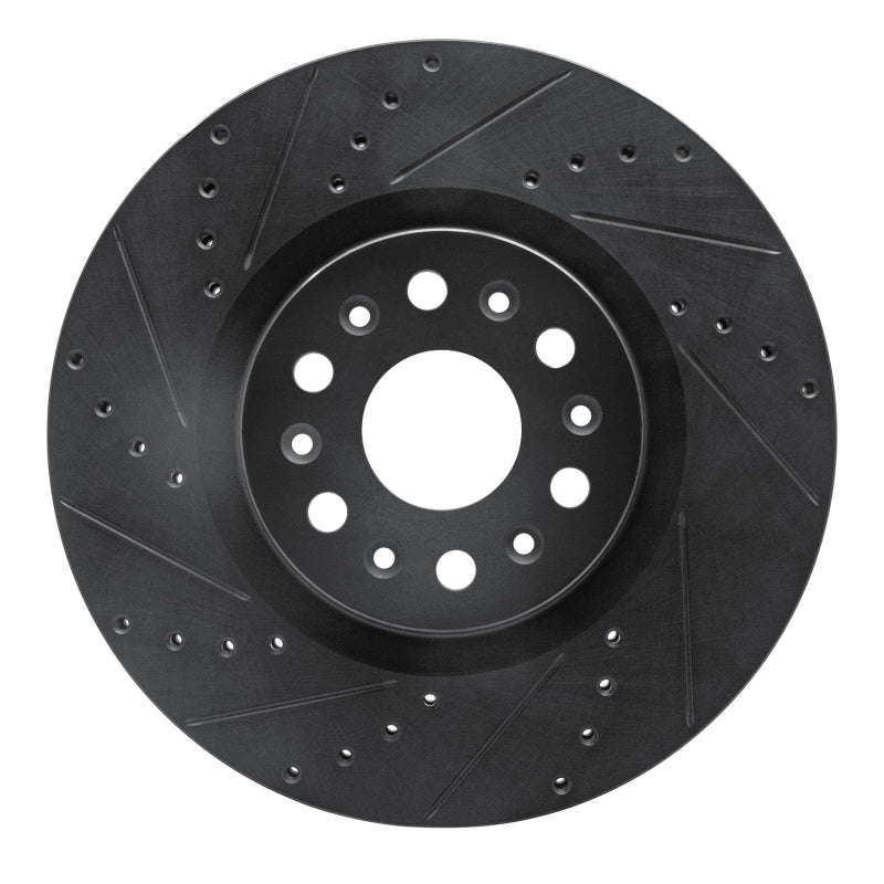 R1 2017-2025 Buick Enclave Front Left Drilled & Slotted Black Brake Rotor