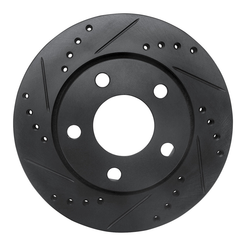 R1 00-02 Audi S4 Rear Left Drilled & Slotted Black Brake Rotor