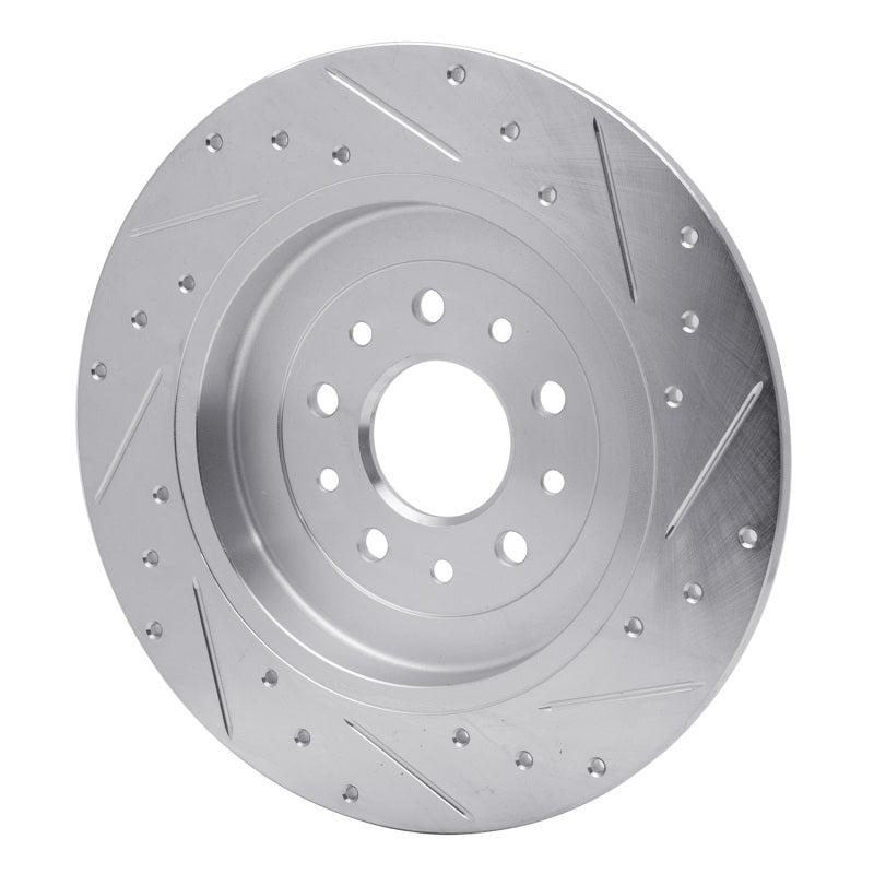 R1 05-19 Ford Explorer Rear Left Drilled & Slotted Silver Brake Rotor