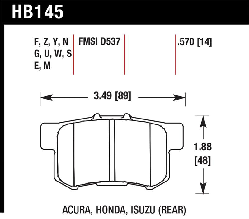 Hawk 06+ Civic Si Ceramic Street Rear Brake Pads