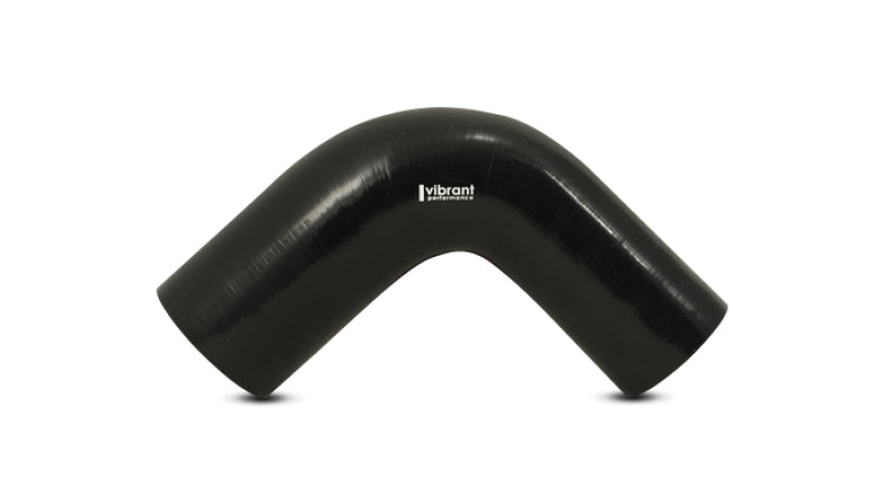 Vibrant 4 Ply Reinforced Silicone 90 degree Transition Elbow - 3in I.D. x 4in I.D. (BLACK)