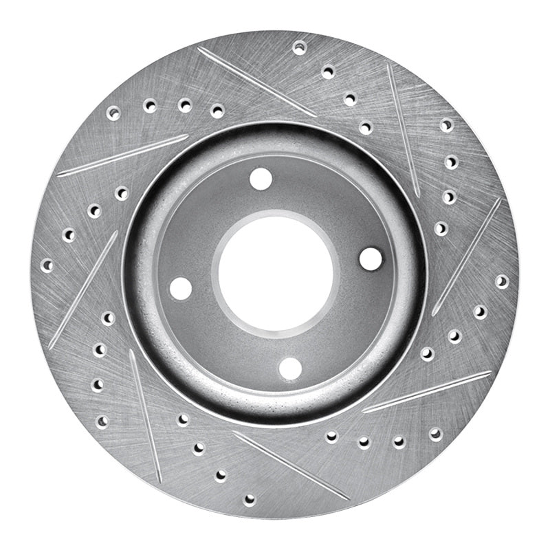 R1 07-14 Nissan Versa Front Left Drilled & Slotted Silver Brake Rotor