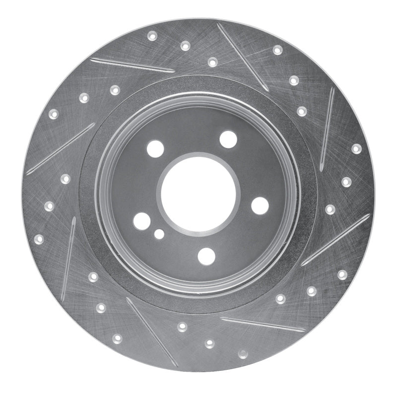 R1 08-15 Mercedes-Benz C300 Sedan Rear Left Drilled & Slotted Silver Brake Rotor