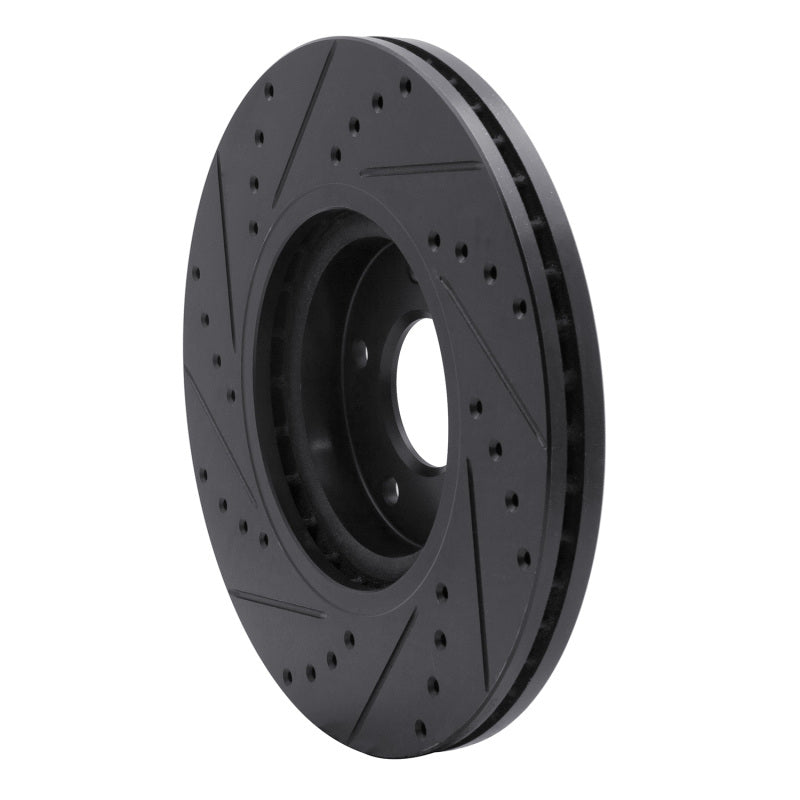 R1 03-23 Infiniti FX35 Front Right Drilled & Slotted Black Brake Rotor