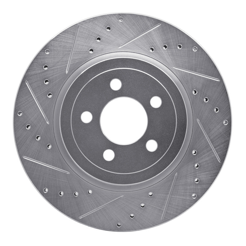 R1 05-23 Chrysler 300 Front Left Drilled & Slotted Silver Brake Rotor