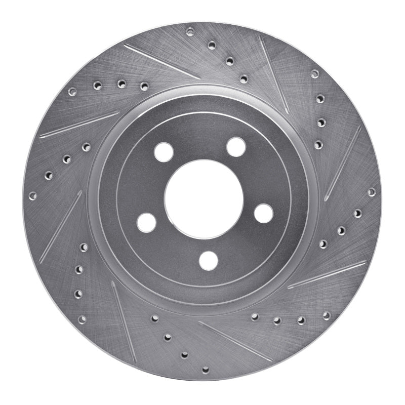 R1 05-23 Chrysler 300 Front Right Drilled & Slotted Silver Brake Rotor