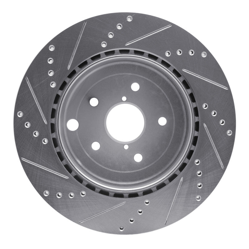 R1 18-25 Subaru WRX STI Rear Right Drilled & Slotted Silver Brake Rotor