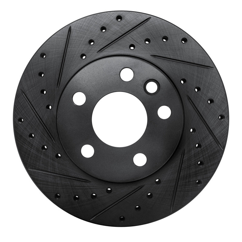 R1 96-00 Volkswagen EuroVan Front Left Drilled & Slotted Black Brake Rotor