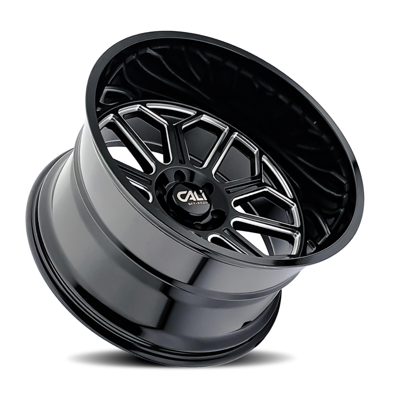 Cali Off-Road 9117 Auburn 22x12 / 8x165.1 BP / -51mm Offset / 125.2mm Hub Gloss Black Milled Wheel