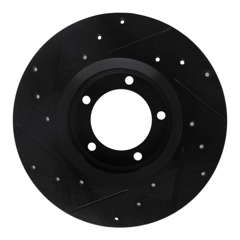 R1 75-83 Toyota Pickup Front Right Drilled & Slotted Black Brake Rotor