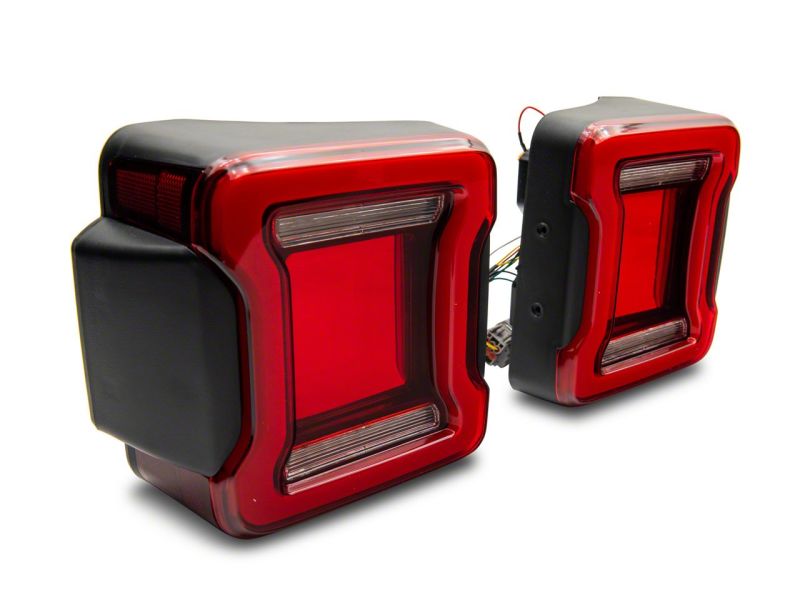 Raxiom 07-18 Jeep Wrangler JK Axial Series JL Style LED Tail Lights- Black Housing- Red Lens
