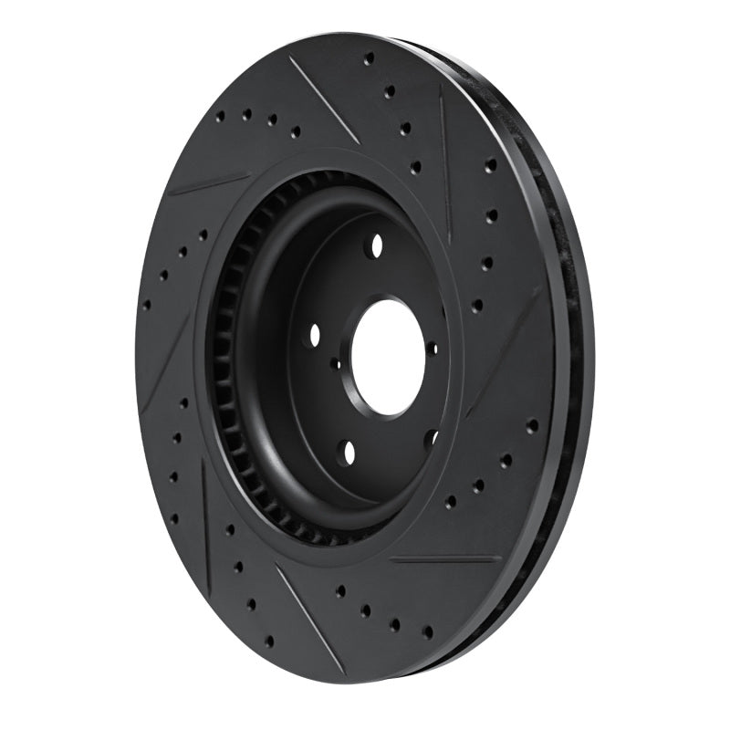R1 20-25 Subaru WRX Front Left Drilled & Slotted Black Brake Rotor