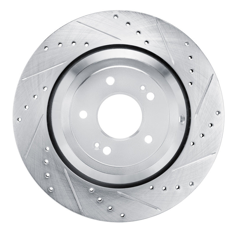DFC 17-19 Genesis G90 Rear Right Drilled & Slotted Silver Brake Rotor
