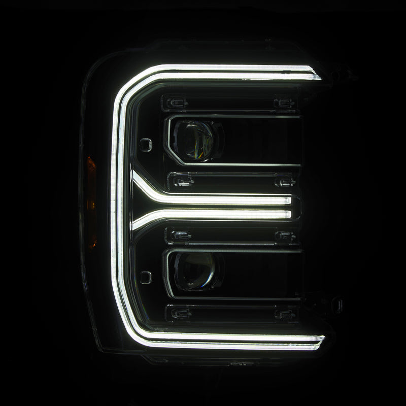 AlphaRex 23-26 Ford F-250 SD LUXX LED Proj Headlights Blk w/Activ Light/Seq Signal/Switchback
