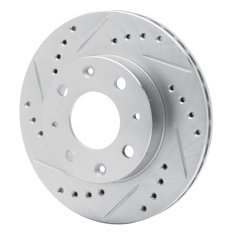 R1 84-06 Honda CRX Front Left Drilled & Slotted Silver Brake Rotor