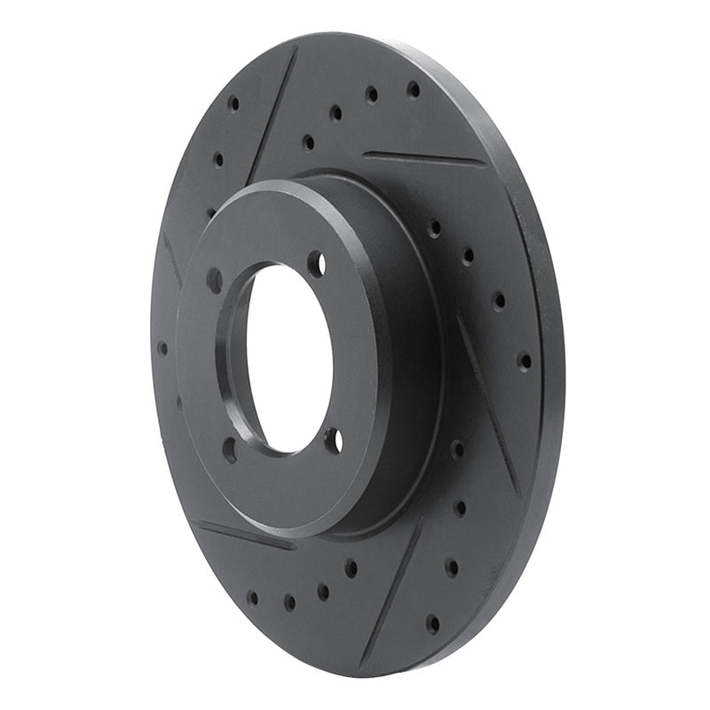 R1 72-82 Toyota CORONA Front Left Drilled & Slotted Black Brake Rotor