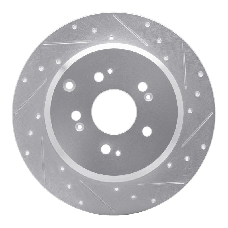 R1 07-17 Acura ZDX Rear Right Drilled & Slotted Silver Brake Rotor