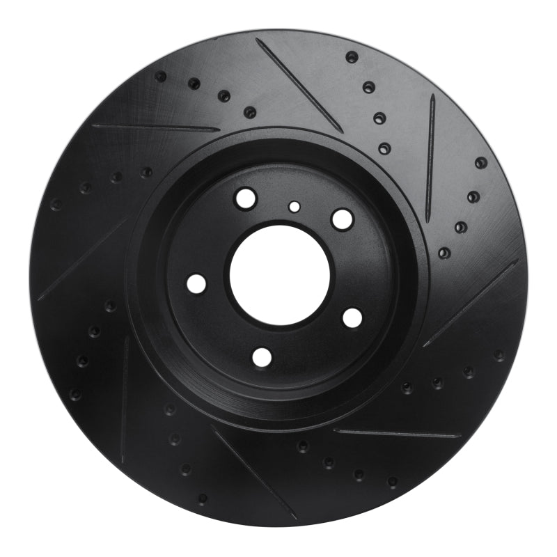 R1 05-14 Infiniti FX35 Front Left Drilled & Slotted Black Brake Rotor