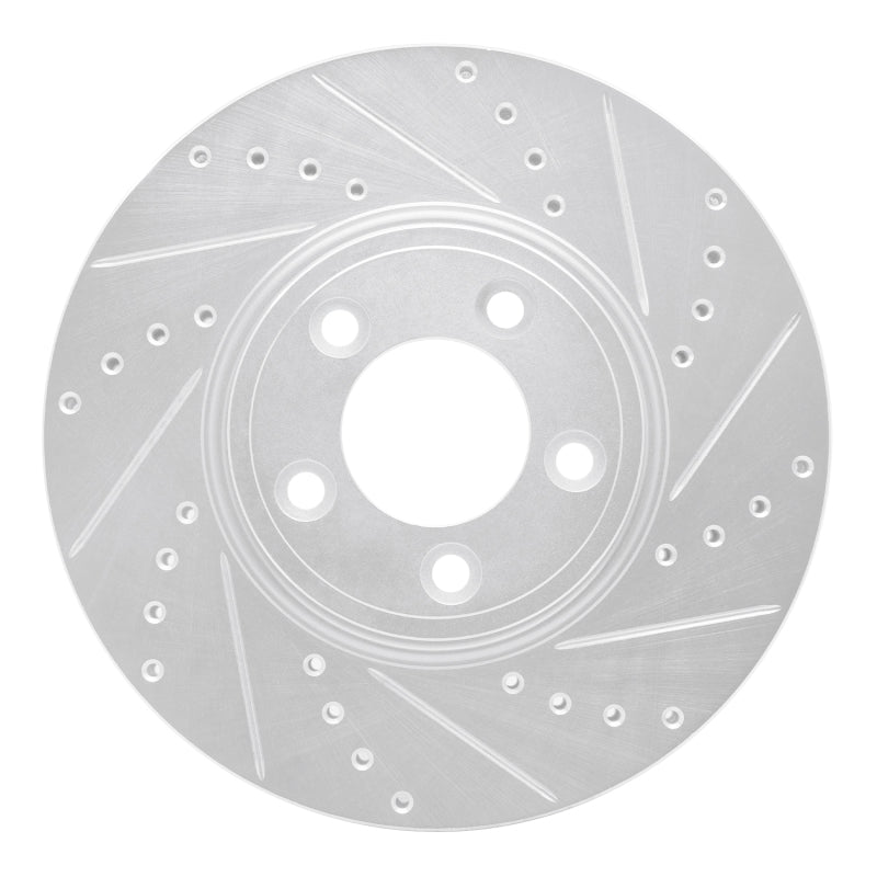 R1 06-08 Jaguar S-Type Front Right Drilled & Slotted Silver Brake Rotor