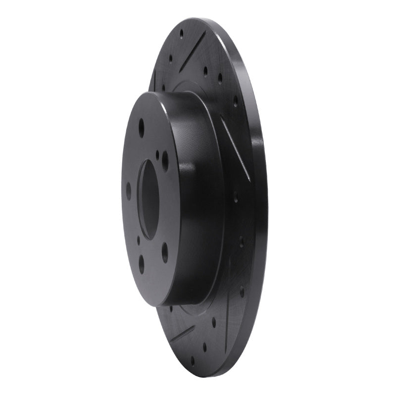 R1 11-16 Scion TC Rear Left Drilled & Slotted Black Brake Rotor