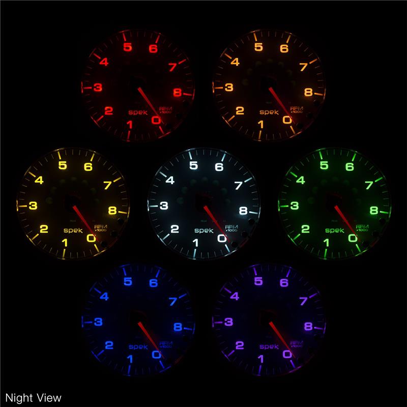 Autometer Spek-Pro Gauge Fuel Press 2 1/16in 30psi Stepper Motor W/Peak & Warn Wht/Blk