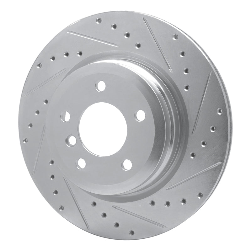R1 06-15 BMW 335XI Rear Right Drilled & Slotted Silver Brake Rotor