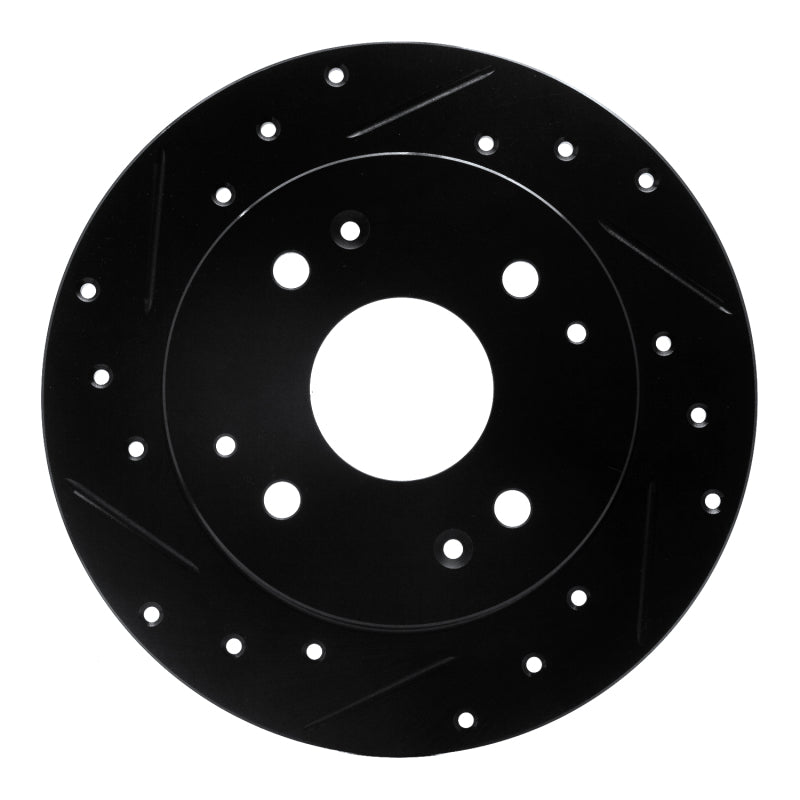 R1 98-02 Acura CL Rear Left Drilled & Slotted Black Brake Rotor