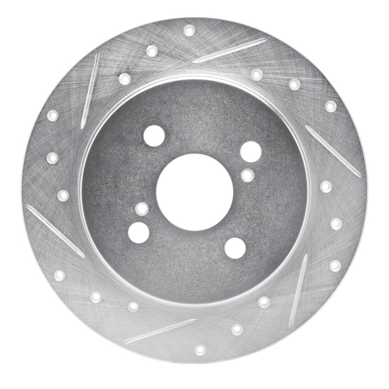 R1 12-18 Toyota Yaris (USA/Canada) Rear Left Drilled & Slotted Silver Brake Rotor