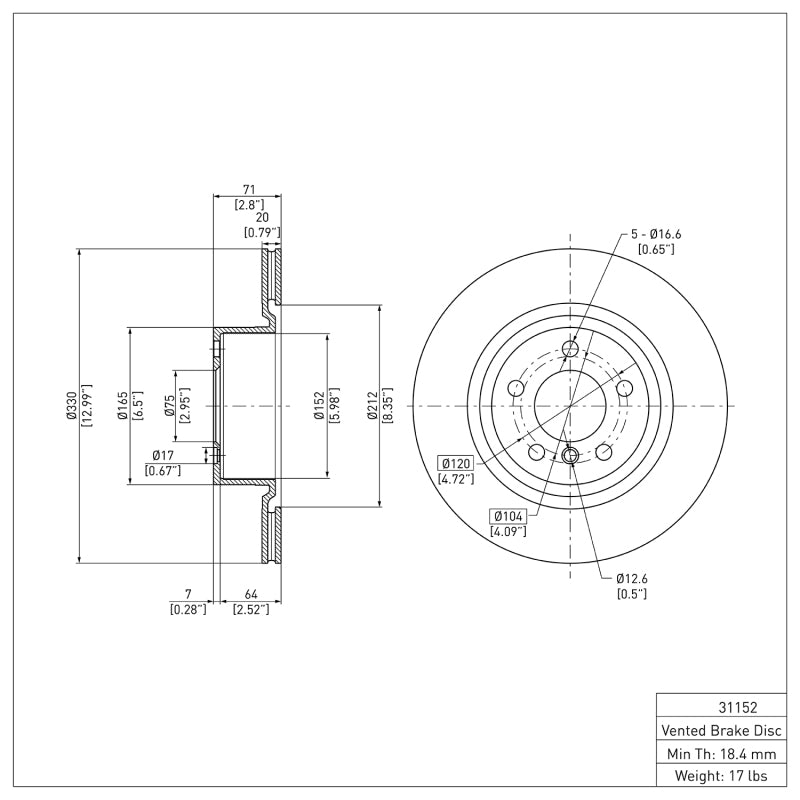 R1 2011-2018 BMW X3 Rear Brake Rotor