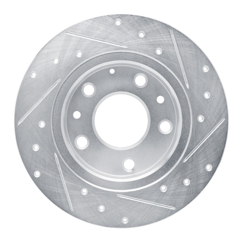 R1 14-25 Mazda 3 Rear Left Drilled & Slotted Silver Brake Rotor
