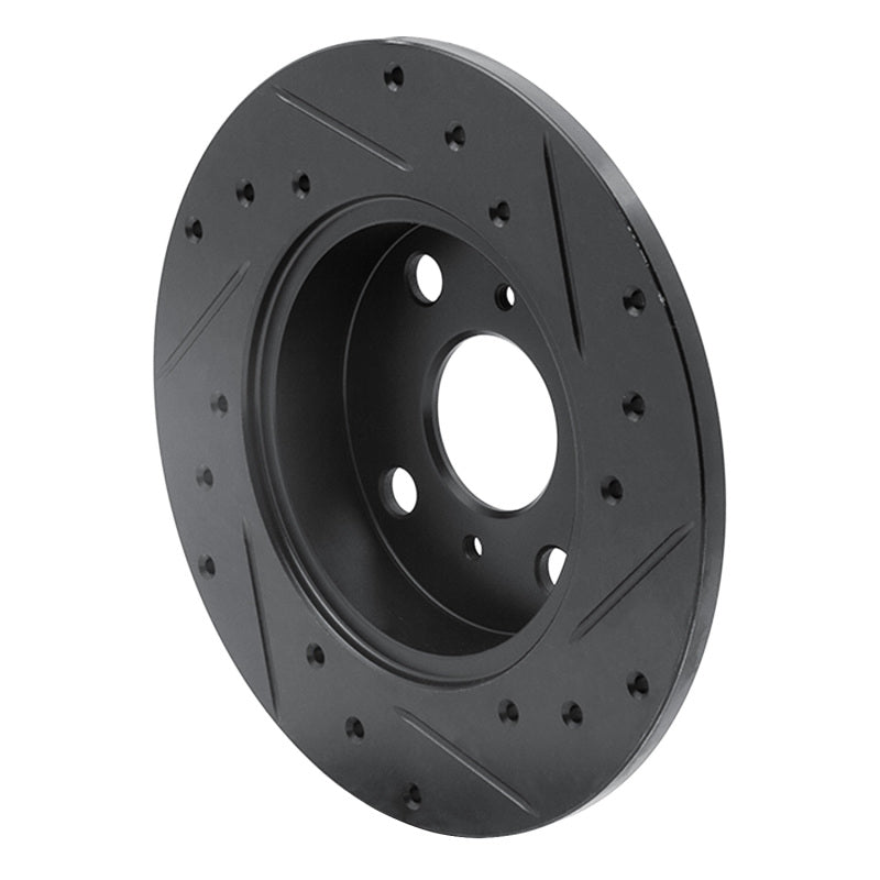 R1 85-86 Toyota MR2 Rear Left Drilled & Slotted Black Brake Rotor