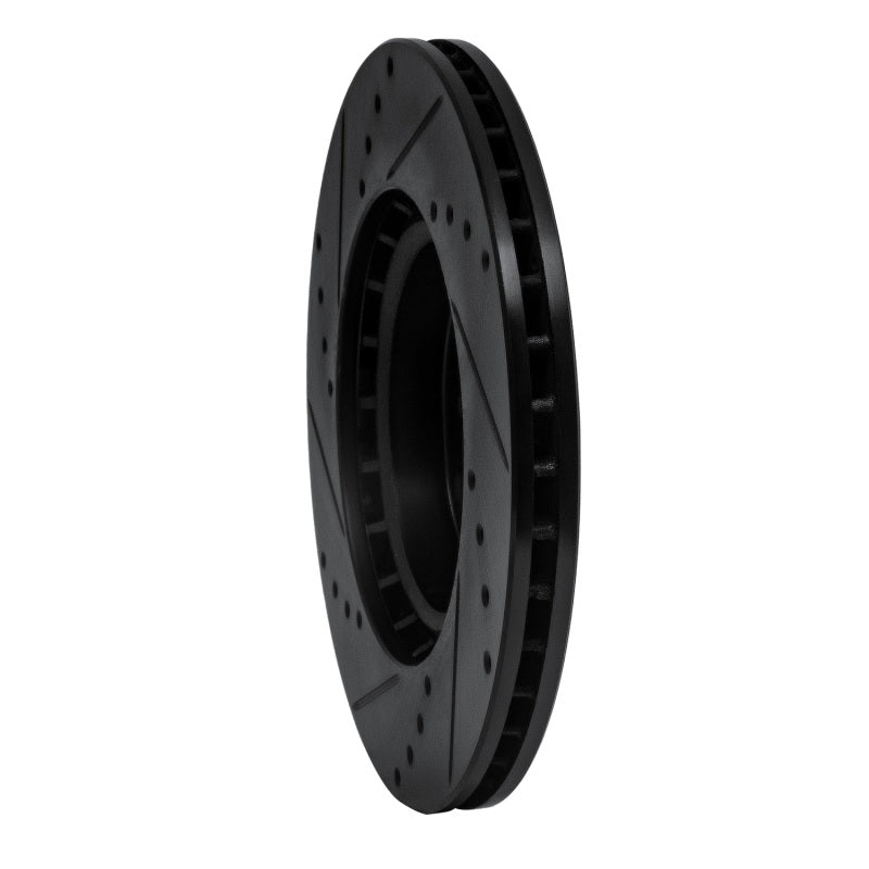 R1 03-05 Infiniti G35 Front Right Drilled & Slotted Black Brake Rotor