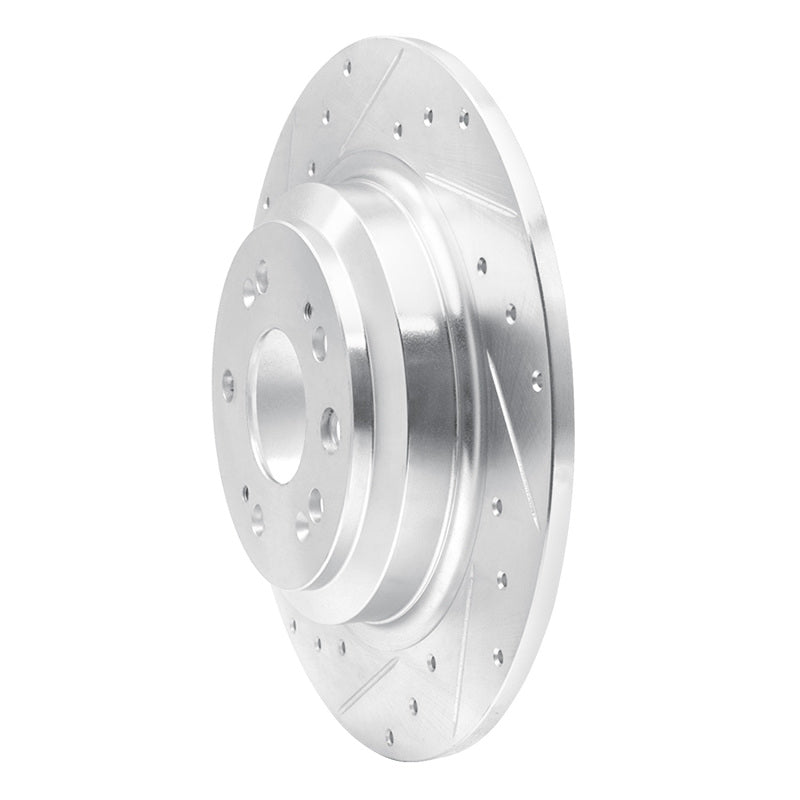 R1 09-14 Acura TL Rear Left Drilled & Slotted Silver Brake Rotor