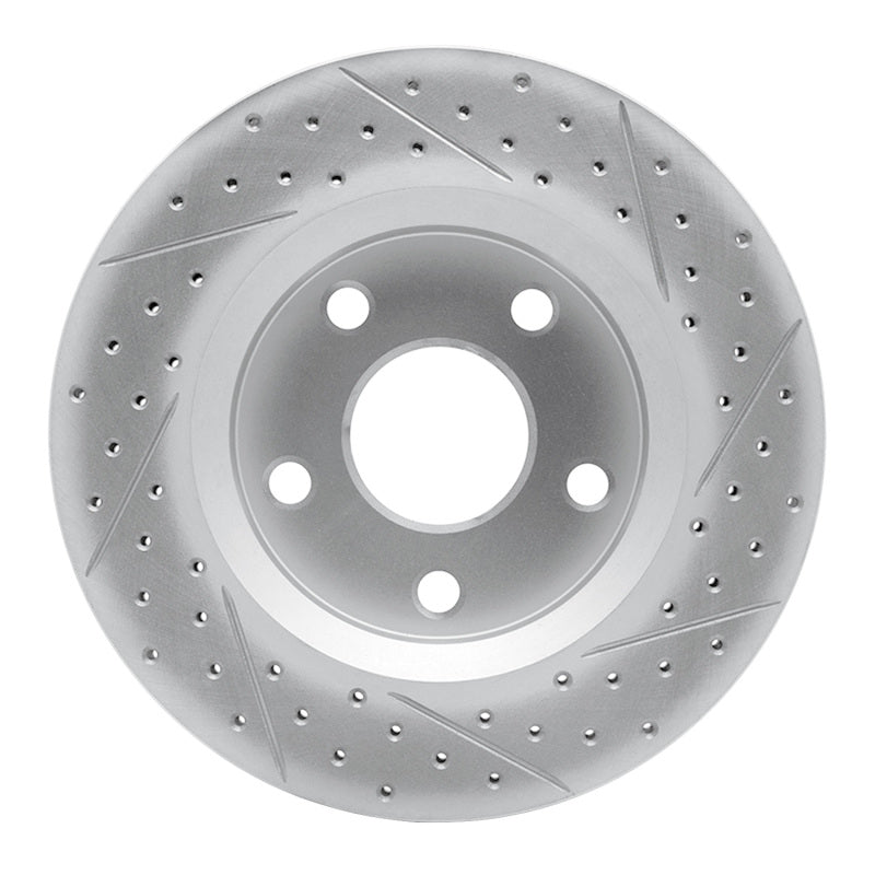 R1 07-18 Jeep Wrangler Front Left Drilled & Slotted Geo-Carbon Rotor